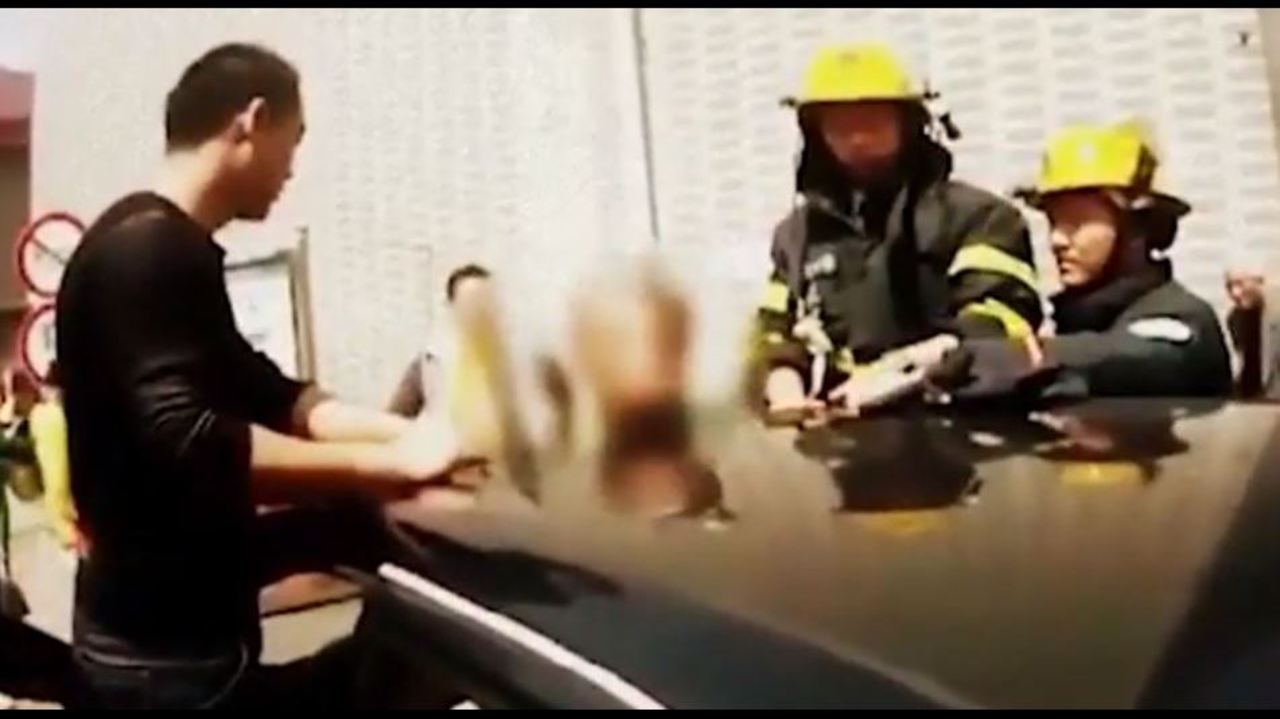 Boy gets head stuck in car sunroof